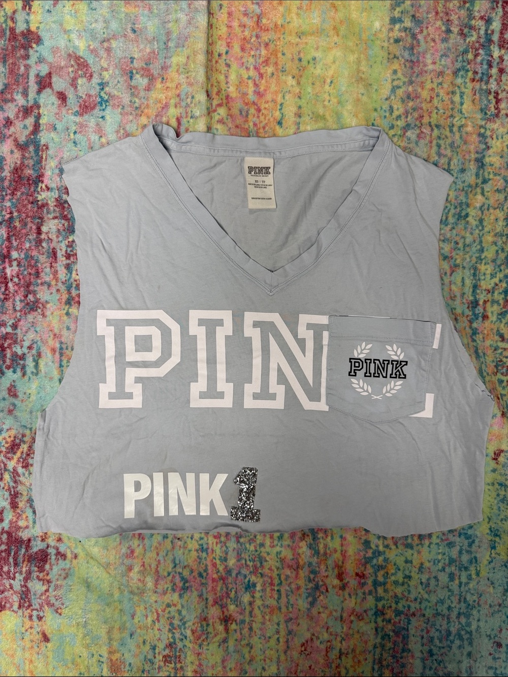 Victoria's Secret PINK Light Blue Sleeveless Cotton Tee